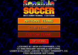 Sensible Soccer - International Edition (Europe) (En,Fr,De,It) Title Screen